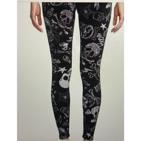 No Boundaries Black Velour Skeleton Leggings SZ Juniors XL (15-17) - Picture 2 of 7
